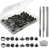 12 Set Leather Snap Fasteners Kit, 15mm Metal Snap Buttons Kit Press Studs with 4 Install Tools, Rivets and Snaps for Clothing, Jeans, Jackets, Bracelets, Bags (Black)