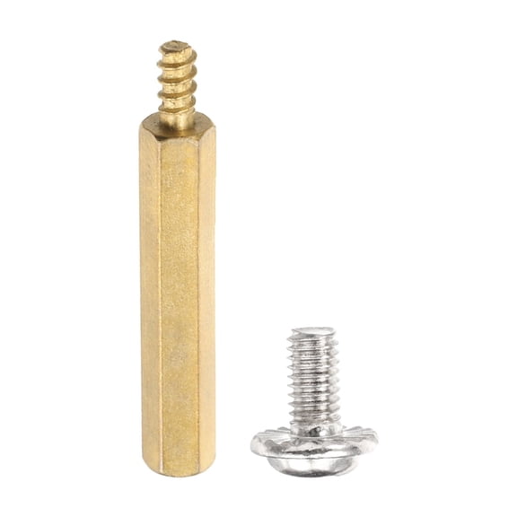 12 Set M3 x 10mm + 6mm Hex Motherboard Standoffs with Screw, Brass