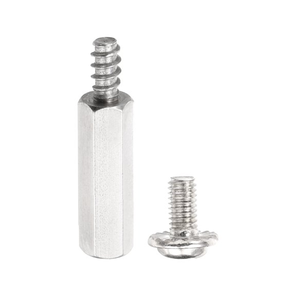 12 Set M3 x 10mm + 6mm Hex Motherboard Standoffs with Screw, Silver Tone