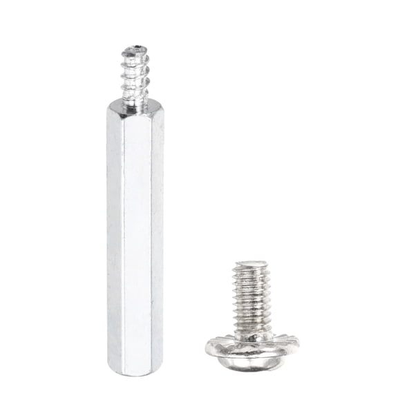 12 Set M3 x 20mm + 6mm Hex Motherboard Standoffs with Screw, Silver Gray