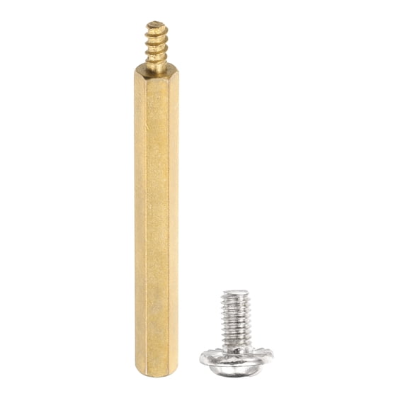 12 Set M3 x 40mm + 6mm Hex Motherboard Standoffs with Screw, Brass