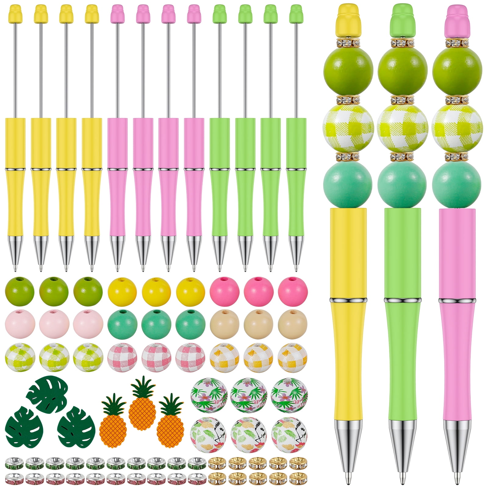 12 Set Sports Bead Pens Plastic Beadable Pens Assorted Ball Bead Pen  Silicone Beads Sports Beads