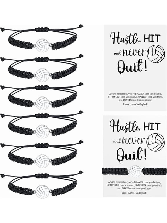 12 Set Sports Bracelets with Inspirational Cards Volleyball Basketball Football Soccer Tennis Softball