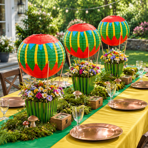 12 Set Wizard Party Decoration Hot Air Balloon Table Centerpiece Kit