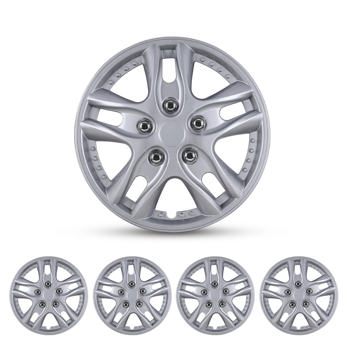 12" Set of 4 Universal Wheel Covers Hubcaps,Snap on Car Truck Suv,Fit R12 Tire & Steel Rim,PP Material,Lacquer