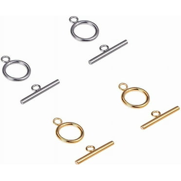 12 Sets 2 Colors 304 Stainless Steel Round Toggle Clasps Connectors for Bracelet Necklace Jewelry DIY Craft Making