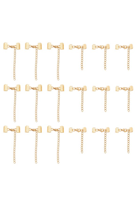 12 Sets 2 Style 304 Stainless Steel Chain Extender with Lobster Claw Clasps and Ribbon Ends Golden 30mm 50mm 6sets/style