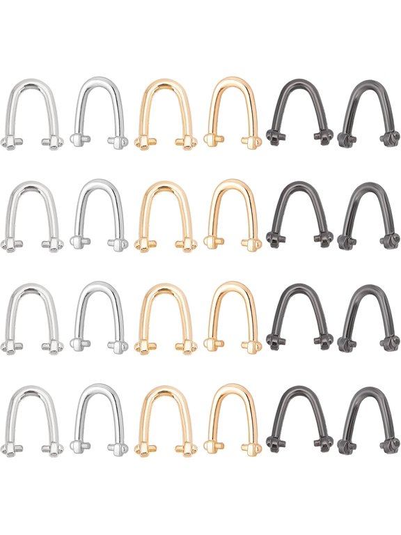 12 Sets 3 Colors Alloy Bag Side U Ring Hook DIY Bags Hardware Accessories Mixed Color 1.7~1.75x1.5~1.55x0.35~0.45cm 4 sets/color