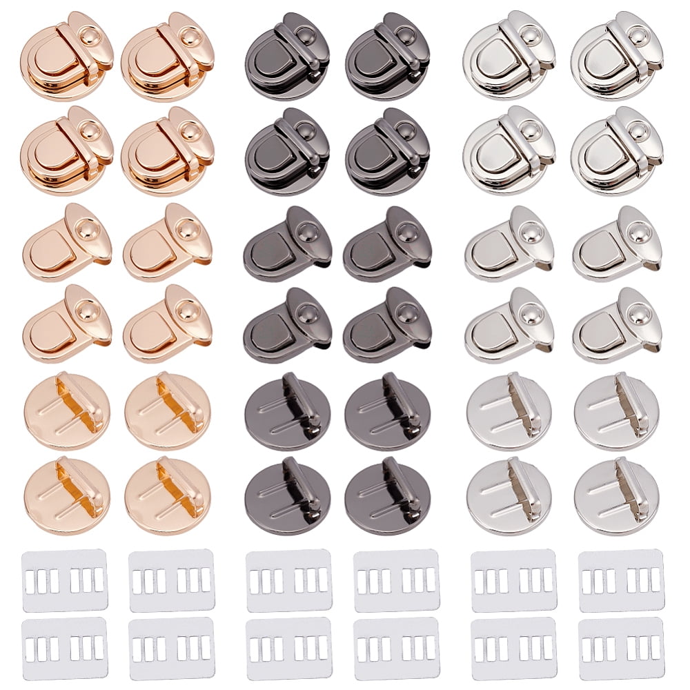 12 Sets 3 Colors Tuck Lock Clasp Catch Iron Purse Thumb Locks Metal ...