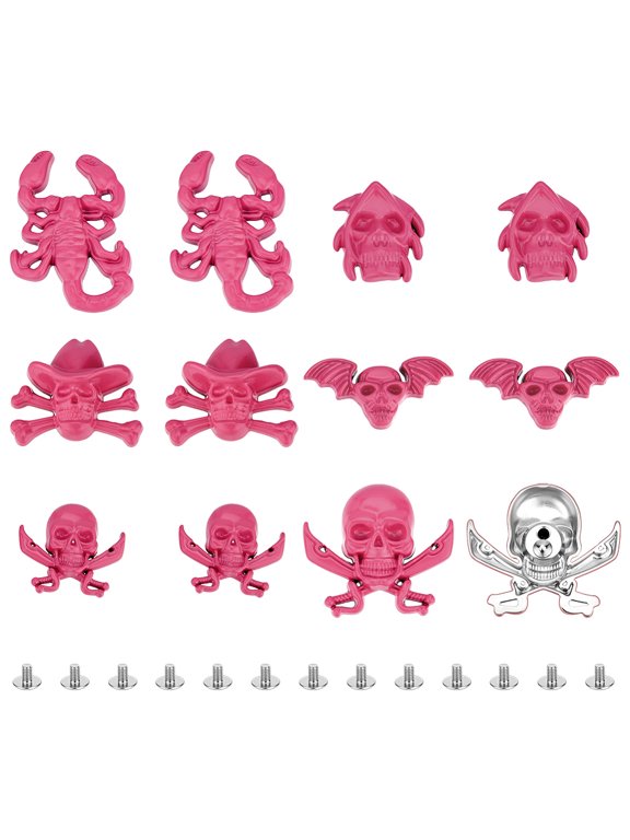 12 Sets 6 Styles Zinc Alloy Decorative Buttons Hot Pink Mixed Shapes 16~36.5x26~32.50mm 2 sets/style