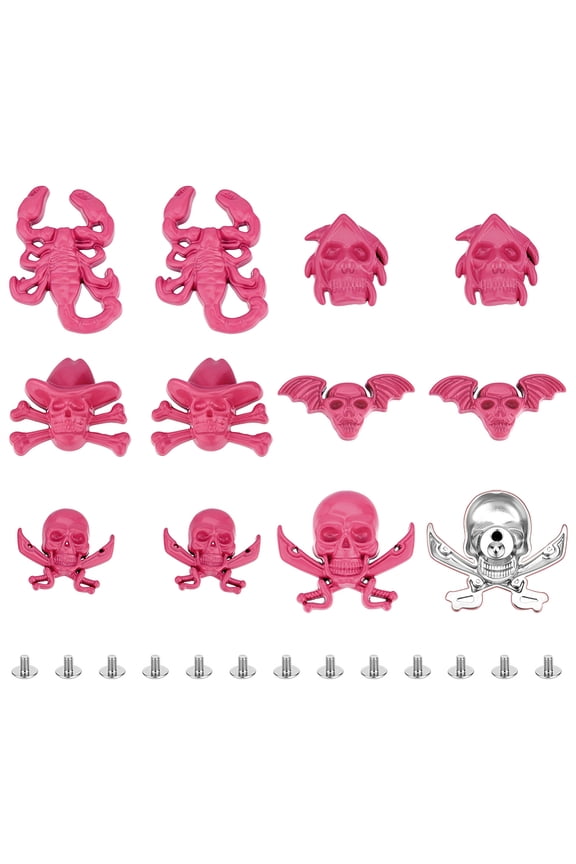 12 Sets 6 Styles Zinc Alloy Decorative Buttons Hot Pink Mixed Shapes 16~36.5x26~32.50mm 2 sets/style