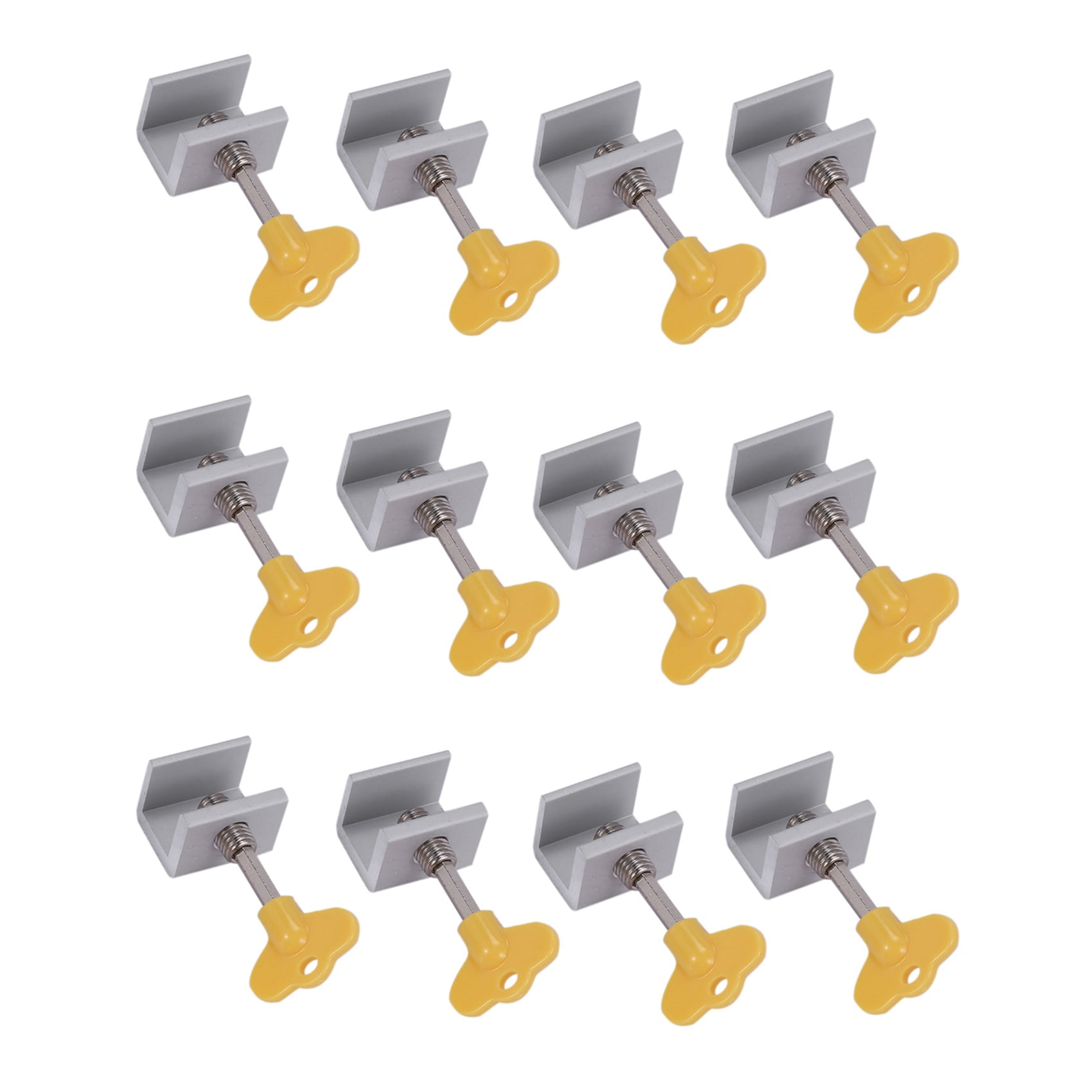 12 Sets Adjustable Sliding Window Locks Stop Aluminum + Plastic Door
