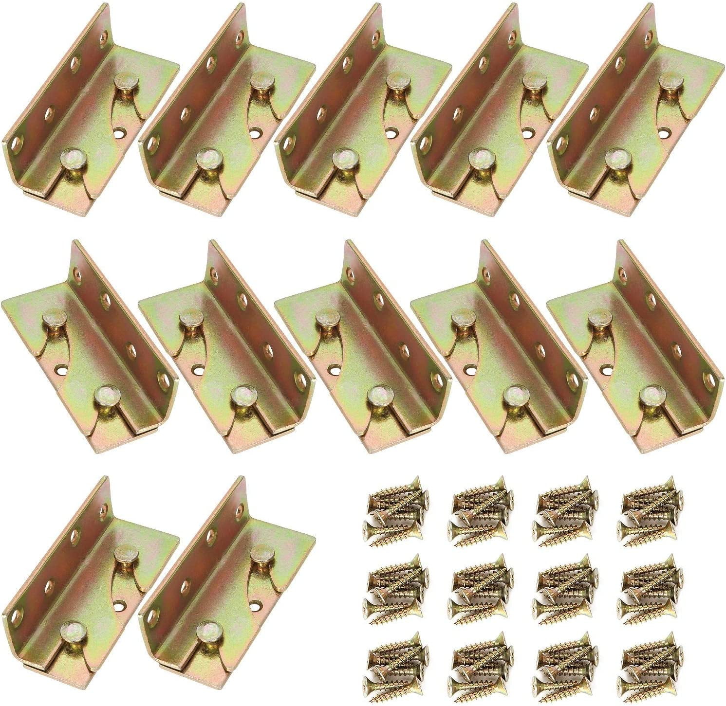 12 Sets Bed Rail Fittings NoMortise Bed Rail Brackets Heavy Duty Bed Frame Hardware Rust Proof