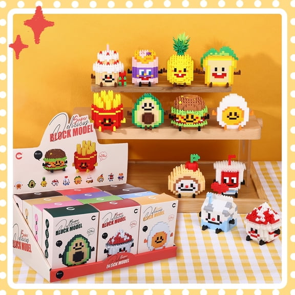 12 Sets Building Blocks Food Model Building Kits, Cute Desktop Decor Building Sets for Adults and Teens, Fun Handicraft Puzzle Brickcraft, Birthday Gift for Family and Friends