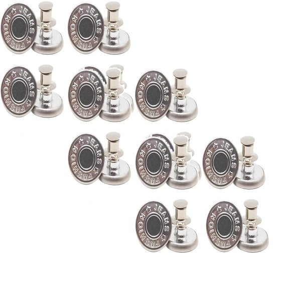 12 Sets Button Pins for Loose Jeans, Heavy Duty No Sew and No Tools Instant Replacement Snap Tack Pant Button, Reusable and Adjustable Metal Pants Button Tightener, 0.67Inches