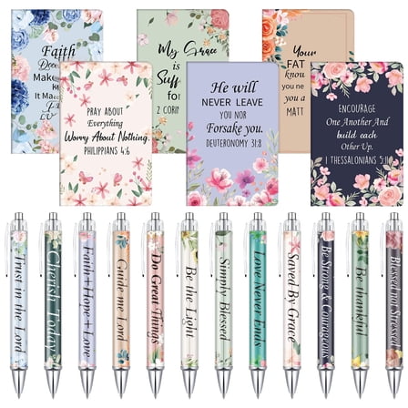 12 Sets Christian Women Gifts - Inspirational Pens, Notebooks, Ballpoint Pens, Bookmarks, Journal Sets for Sunday School, Bible Study, Christmas Verse