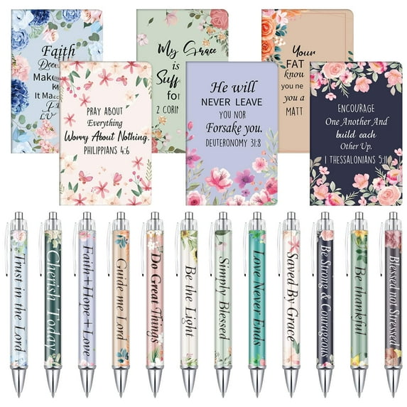 12 Sets For Women Christmas Verse Pens Notebooks Ballpoint Pens Bookmarks Journal Sunday School Church Inspirational 2ml notebook for recording