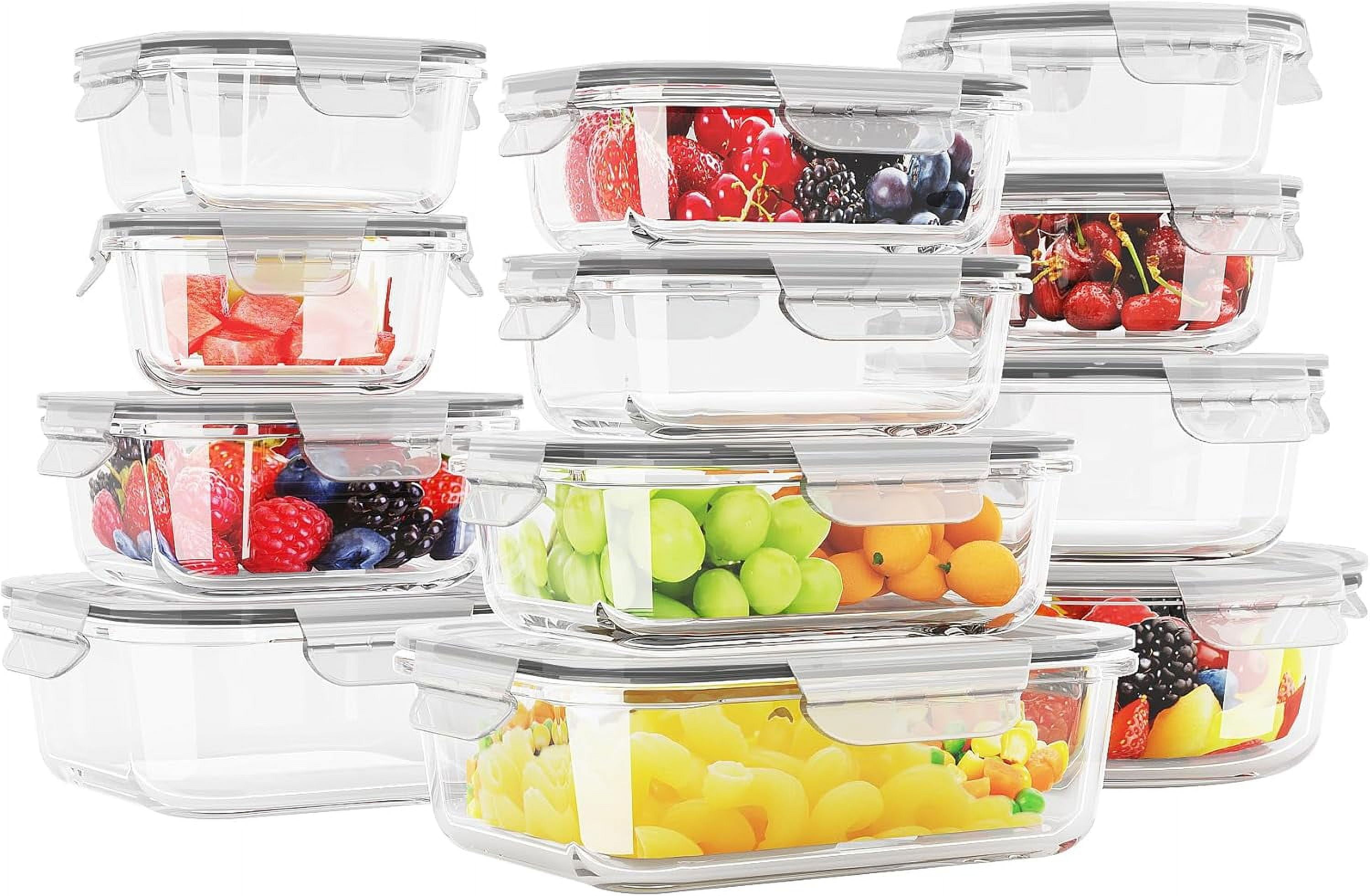 12 Sets Glass Food Storage Containers with Lids, Glass Meal Prep Containers, Airtight Glass Bento Boxes, BPA Free & Leak Proof, Pantry Kitchen Storage(12 lids & 12 Containers) - Deep Blue