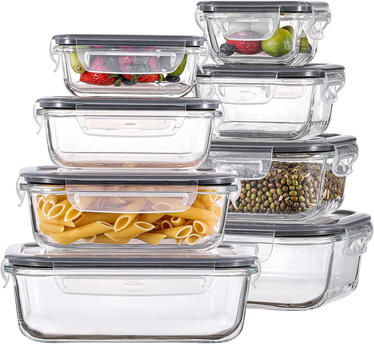 12 Sets Glass Food Storage Containers with Lids, Glass Meal Prep Containers, Airtight Glass Bento Boxes, BPA Free & Leak Proof, Pantry Kitchen Storage(12 lids & 12 Containers) - Deep Blue