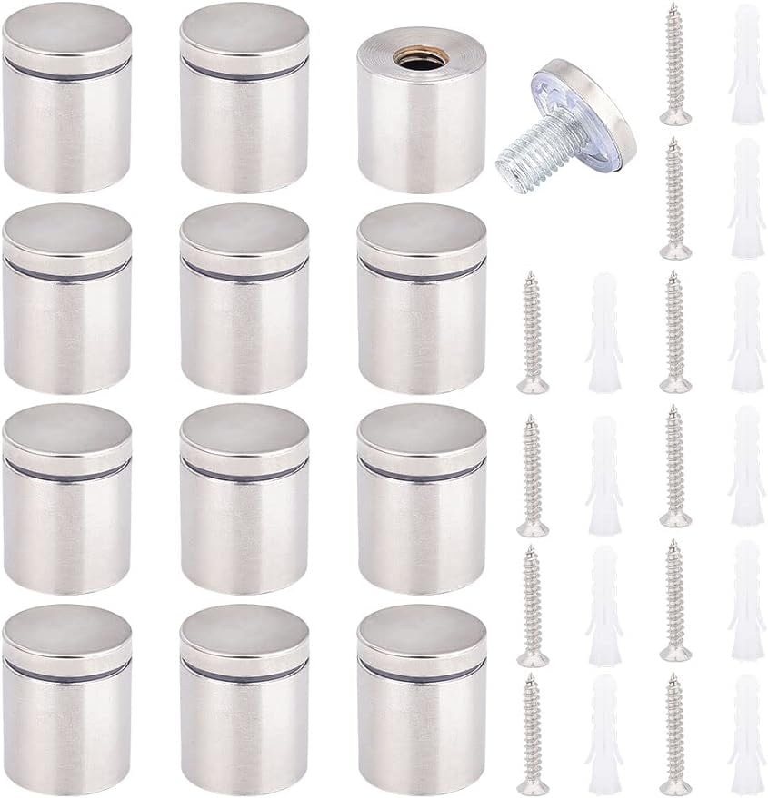12 Sets Glass Standoff Screws 304 Stainless Steel Standoff Mounting Screws 30x25mm Wall Sign