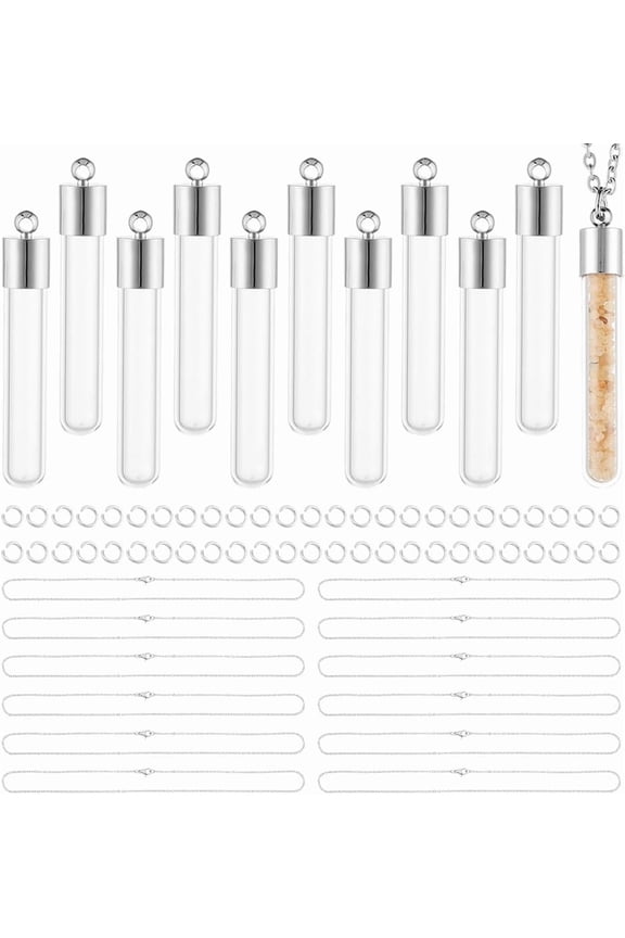 12 Sets Glass Vial Necklace Openable Glass Vial Pendant Wishing Bottle Pendant Glass Container Necklace for Ashes Memorial Keepsake Cremation Ashes Holder for Jewelry Making
