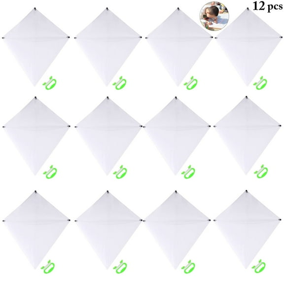 12 Sets Kids Kite Creative DIY Blank Coloring Flying Kite with Swivel and Line