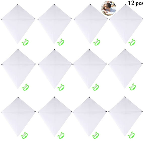 12 Sets Kids Kite Creative DIY Blank Coloring Flying Kite with Swivel and Line