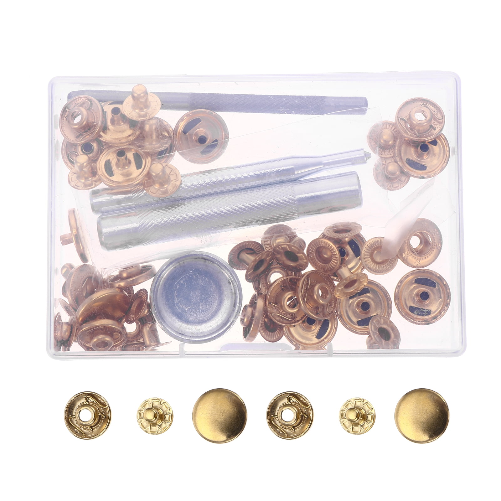 12 Sets Leather Rivets and Snaps for Clothing Gold Buttons Fasteners