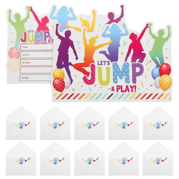 HOMEMAXS Jump Theme Party Invitations with Envelopes for Boys and Girls Fun Birthday Cards 12 Sets