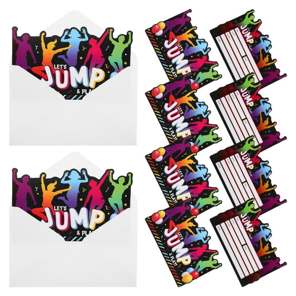 12 Sets Lets Jump And Play Birthday Invitation Trampoline Birthday Jumping Party Double Sided Invites Invitations With Envelopes Party Supplies