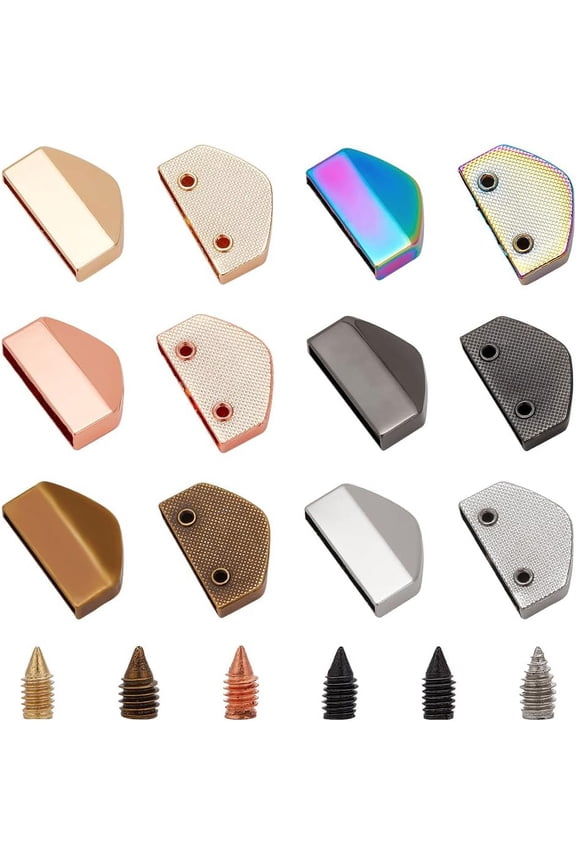 12 Sets Metal Belt Buckle End Tips 6 Colors 1 Inch Webbing Zipper Tips Strap End Head with for Clip Repair Belts Ending Multi-color