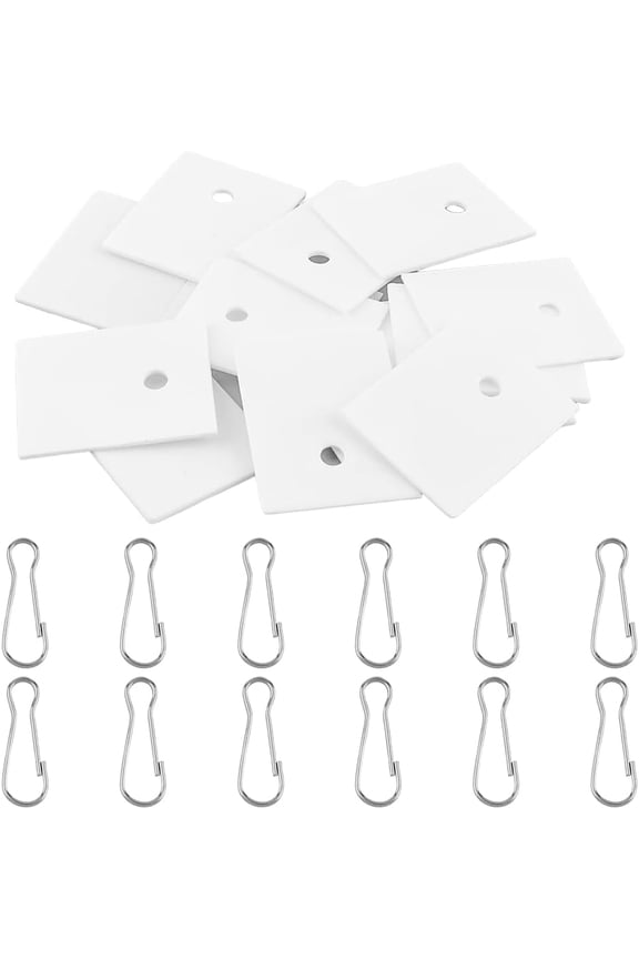 12 Sets Mineral Identification Streak Plates with Iron Keychain Clasps White Streak Plates Geology Tools