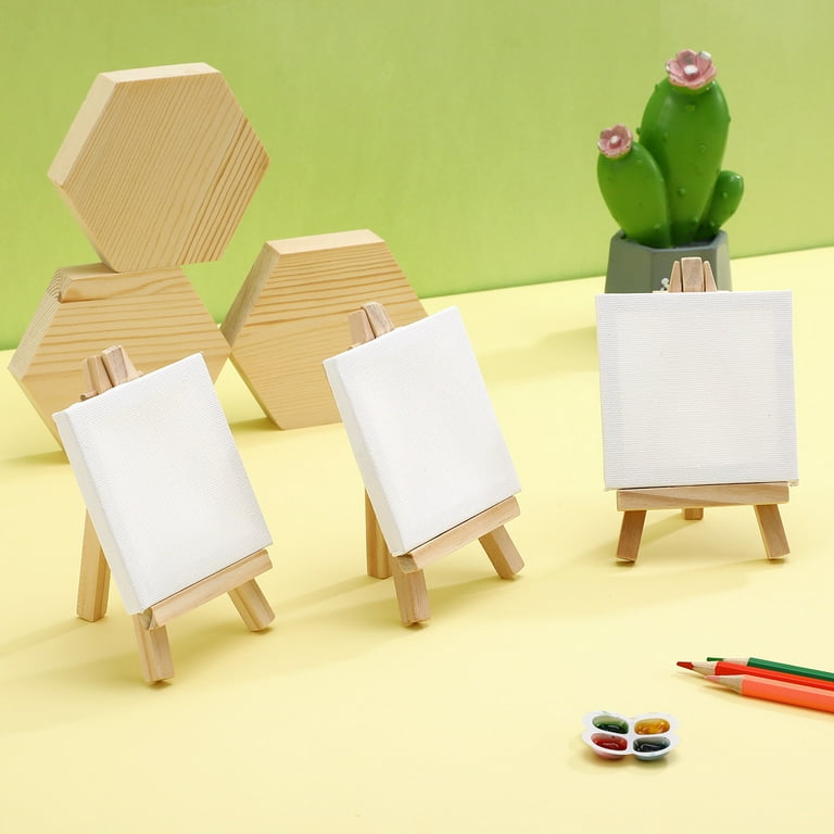12 Sets Mini Painting Canvas with Easels Blank Art Canvas Boards