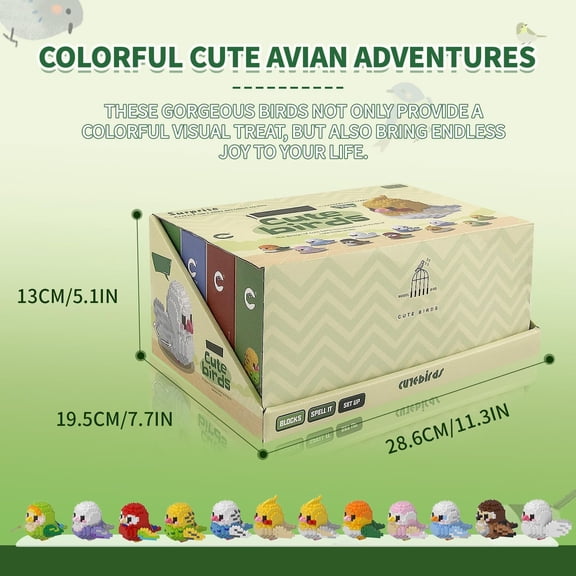 12 Sets Parrot Building Toys Themed Blocks Vibrant Creativity Toy for Kids Fun Building Toys (Boxed Gift Set)