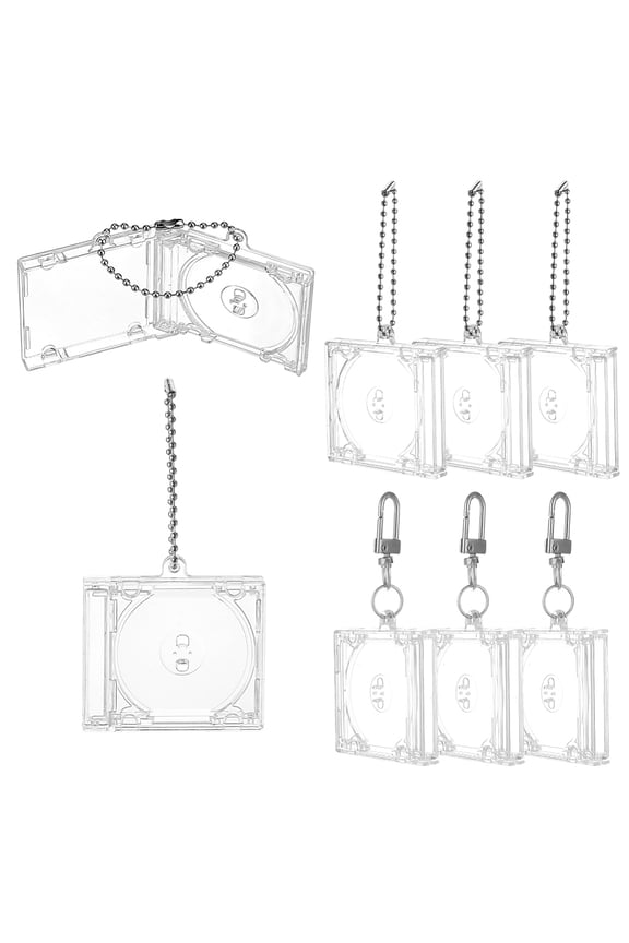 12 Sets Plastic CD Photo Frame Keychain Kits with Alloy Clasps Rectangle 51x53x8.5mm