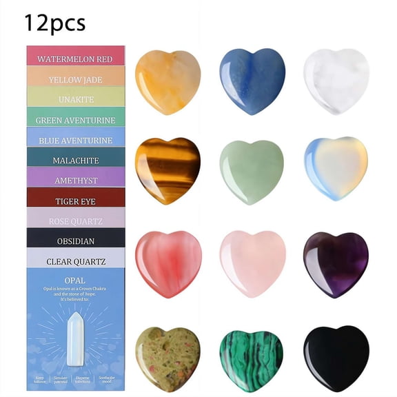 12 Sets Pocket Hug Token Christmas Gift Bulk Hug Cards with Heart Shape Natural Stones Exchange Relationship Cards