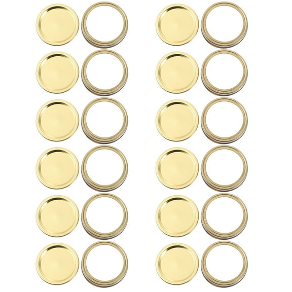 12 Sets Regular Mouth Canning Lids and Rings Canning Jar Replacement Metal Rings Small Mouth Canning- Type Rings for Canning Jars Golden