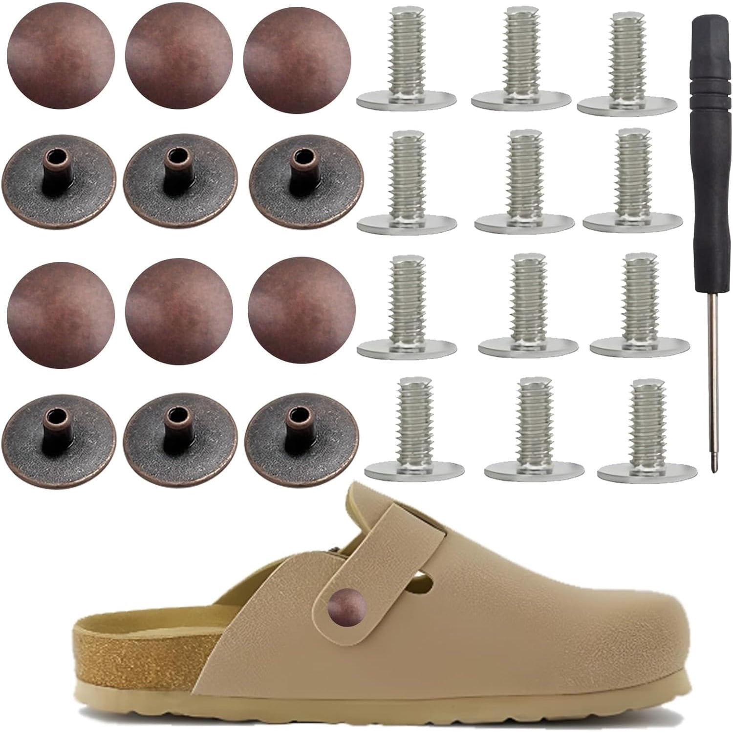 12 Sets of Replacement Rivets for Suede Cork Clog Potato Shoes with ...