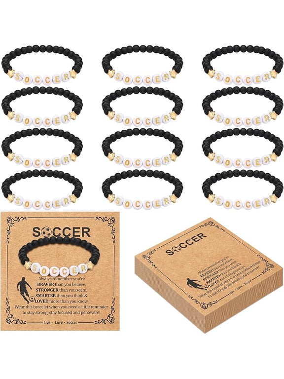 12 Sets Soccer Bracelets Bulk Gifts for Boy Team Party Favors