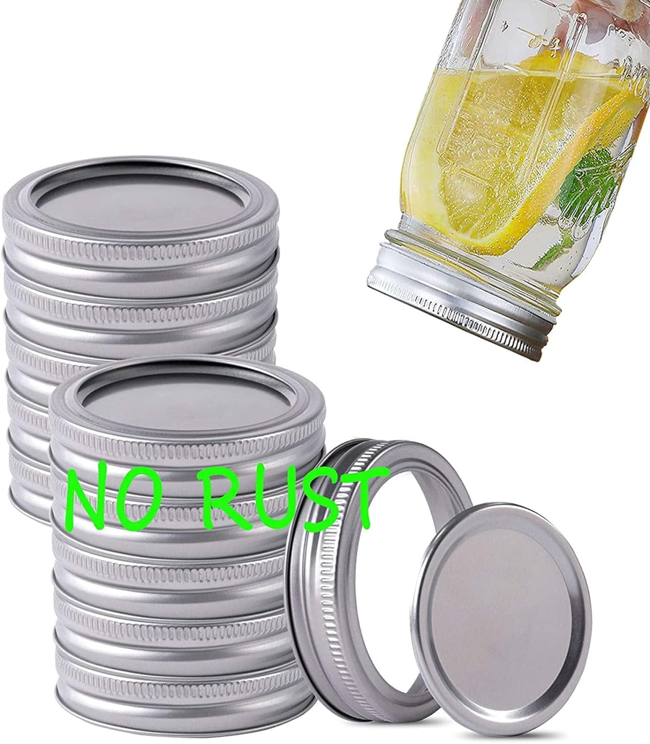 12 Sets of Stainless Steel Regular Mouth Canning Lids and Rings for