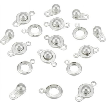 12 Sets Stainless Steel Snap Clasps Small Silver Snap Button Ball & Socket Snap Clasps Fastener Clasp Connector Round Snap Button Clasps for DIY Necklaces Bracelets Jewelry Making