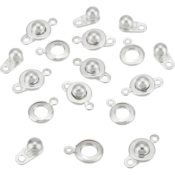 12 Sets Stainless Steel Snap Clasps Small Silver Snap Button Ball & Socket Snap Clasps Fastener Clasp Connector Round Snap Button Clasps