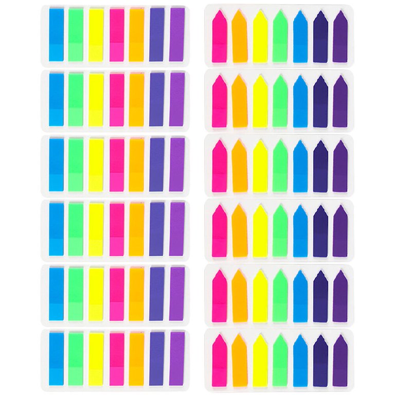 200 Post-it Sticky Index Tabs - Neon Highlighter Flags & Page Markers For Books, Notes