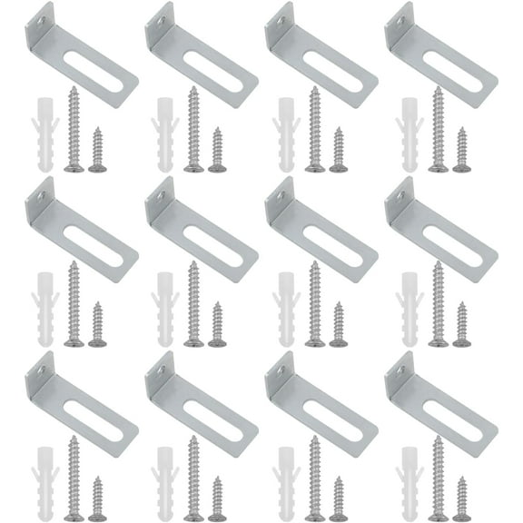 12 Sets White Board Hanging Kit Mounting Bracket L-Shaped Mounting Bracket Plate with Screws and Expansion Pipe for Office Classrooms