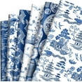 12 Sheet Blue White Chinoiserie Pattern Wrapping Paper Elegant