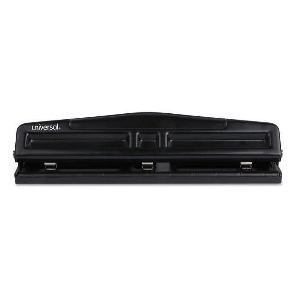12-Sheet Deluxe Two- And Three-Hole Adjustable Punch, 9/32" Holes, Black | Bundle of 2 Each