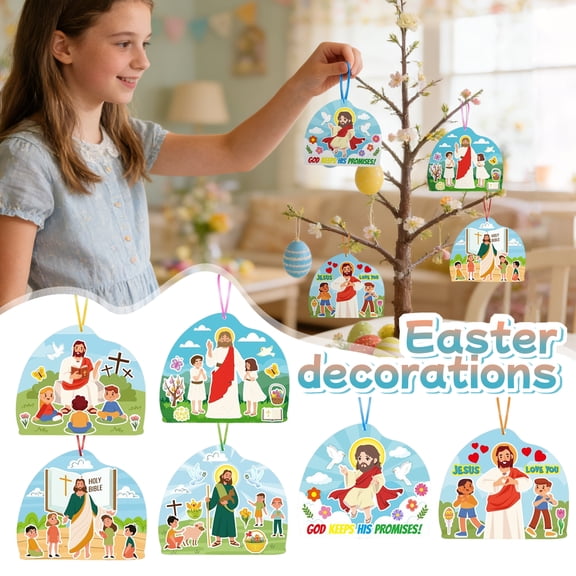 12 Sheet Easter DIY Jesus Stickers - Easter Resurrection Sticker Craft Kit for Kids, Religious Education Bible Games Activities, Sunday School Classroom DIY Supplies