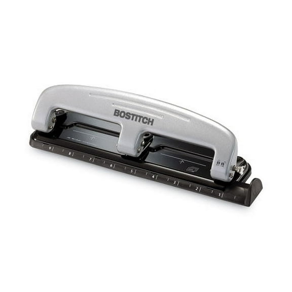 12-Sheet Ez Squeeze Three-Hole Punch, 9/32" Holes, Black/silver | Bundle of 10 Each