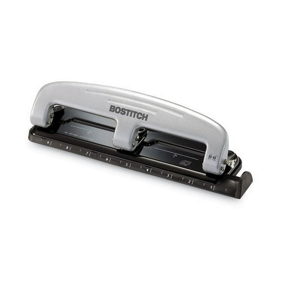 12-Sheet Ez Squeeze Three-Hole Punch, 9/32" Holes, Black/silver | Bundle of 10 Each