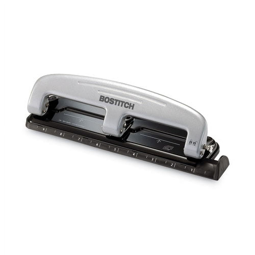 12-Sheet Ez Squeeze Three-Hole Punch, 9/32" Holes, Black/silver | Bundle of 2 Each